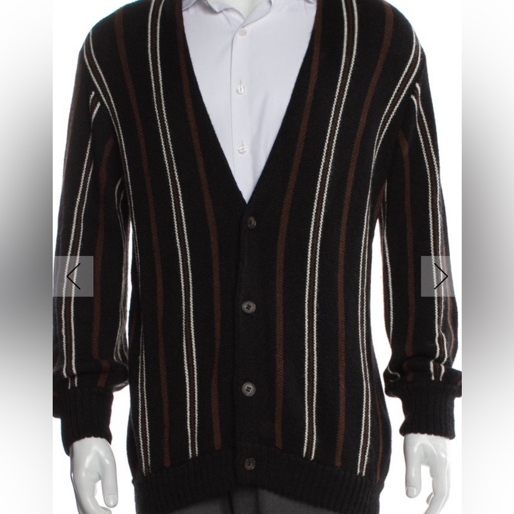 Men's Striped Cardigan Sweater, Baby Alpaca “The Great”